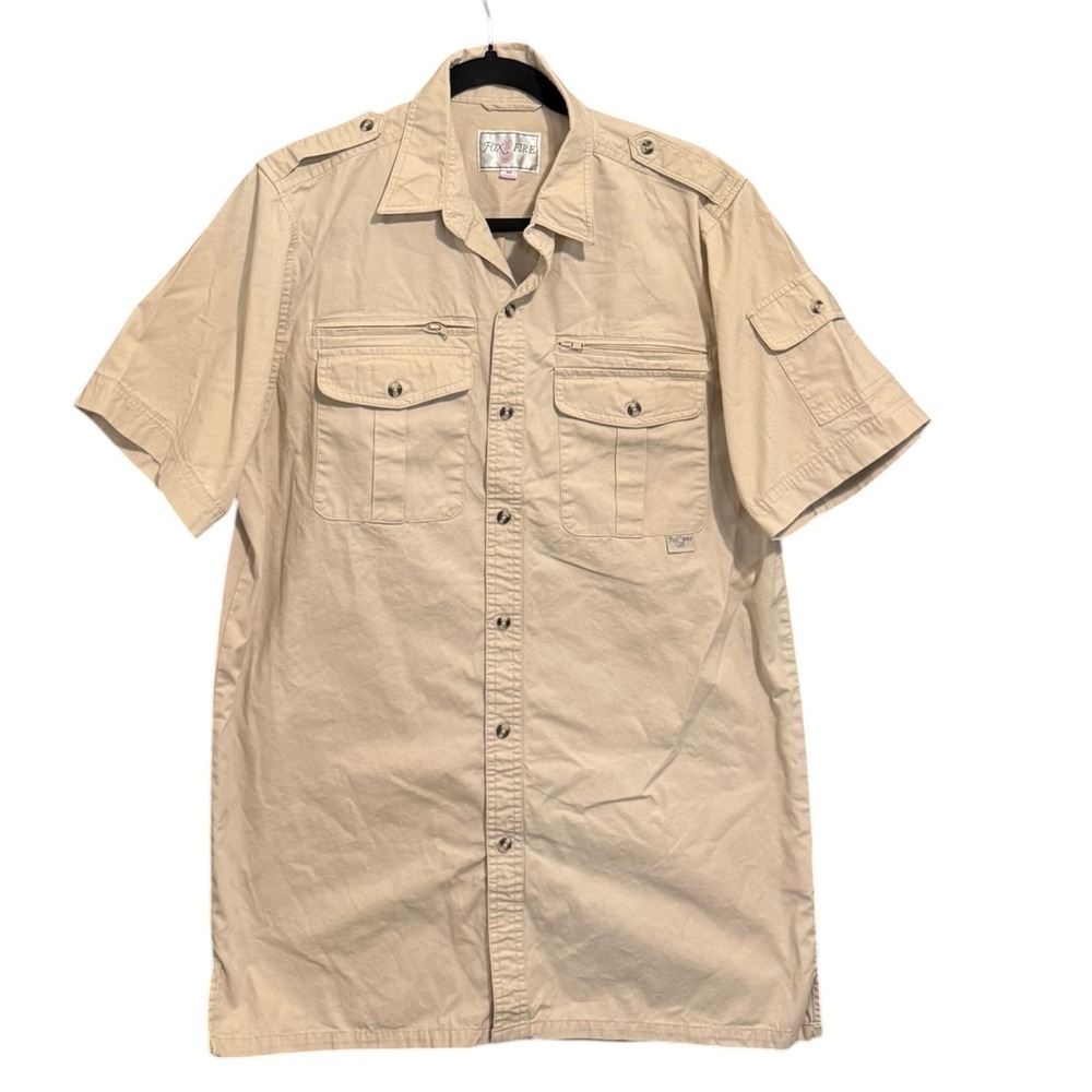 Foxfire Thunder River Gear M Safari Passport Shirt Short Sleeve Tan Utility